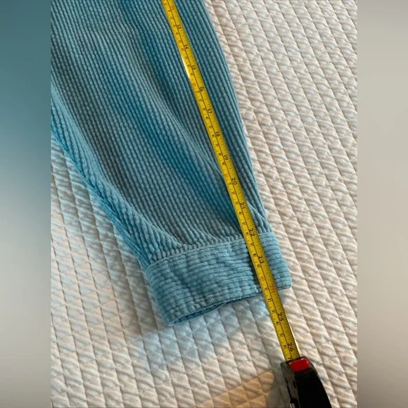 Vtg LL Bean Shirt Jacket Womens Sz 3XTeal Blue Corduroy Wide Wale Shacket Button - Picture 14 of 14